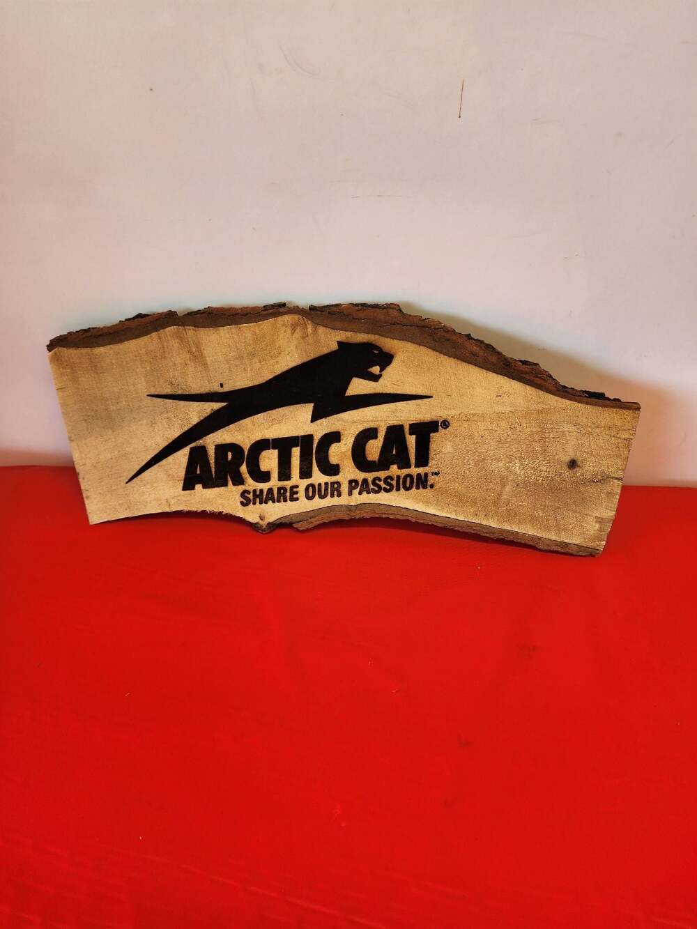 Arctic Cat 'Share Our Passion' Live Edge Wood Sign
